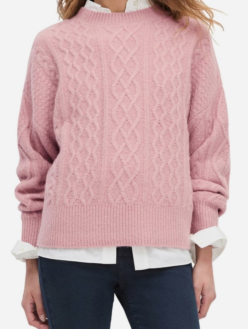 Favorite Daughter Womens Cable Crewneck Sweater Oversize Merino Wool Cashmere
